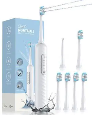 Electric Toothbrush with Water Flosser - 2 in 1 Teeth Cleaning Kit, Electric Toothbrush and flosser Combo with 3 Cleaning Modes, Portable Water flosser Design for Home & Travel (White) Electric Toothbrush with Water Flosser - 2 in 1 Teeth Cleaning Kit, Electric Toothbrush and flosser Combo with 3 Cleaning Modes, Portable Water flosser Design for Home & Travel (White)