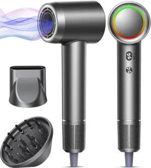 Fast Drying Without Extreme Heat, High-Speed Hair Dryer with 500M Negative Ions for Smooth, Frizz-Free Hair, Low-Noise Lightweight Blow Dryer with Diffuser & Concentrator, Gunmetal Fast Drying Without Extreme Heat, High-Speed Hair Dryer with 500M Negative Ions for Smooth, Frizz-Free Hair, Low-Noise Lightweight Blow Dryer with Diffuser & Concentrator, Gunmetal