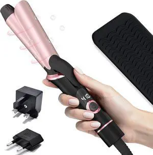 Travel Curling Iron, Dual Voltage with European, UK Plug Adapter, Small Hair Curler for Women, 5 Temperature Settings for All Hair Types up to 410, 1 Inch Travel Curling Iron, Dual Voltage with European, UK Plug Adapter, Small Hair Curler for Women, 5 Temperature Settings for All Hair Types up to 410, 1 Inch