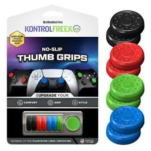 No-Slip Thumb Grips | Universal Edition for Nintendo Switch Pro, PlayStation 4 (PS4), PlayStation 5 (PS5), Xbox One & Xbox Series X Controller | 8-Pack | Blue/Green/Red/Black No-Slip Thumb Grips | Universal Edition for Nintendo Switch Pro, PlayStation 4 (PS4), PlayStation 5 (PS5), Xbox One & Xbox Series X Controller | 8-Pack | Blue/Green/Red/Black