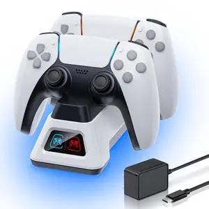 Controller Charger Station,PS5 Charging Station,Controllers Dock with LED Light,PS5 Controllers Charger Station with AC Adapter for PlayStation 5 Dualsense Controller & Edge (AC Adapter) Controller Charger Station,PS5 Charging Station,Controllers Dock with LED Light,PS5 Controllers Charger Station with AC Adapter for PlayStation 5 Dualsense Controller & Edge (AC Adapter)