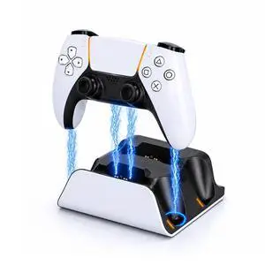 PS5 Controller Charger Station with LED Indicator,Self-Aligning Charging Dock,Dual Controller Fast Charging Dock,Desktop Display Stand for PlayStation 5 (White) PS5 Controller Charger Station with LED Indicator,Self-Aligning Charging Dock,Dual Controller Fast Charging Dock,Desktop Display Stand for PlayStation 5 (White)