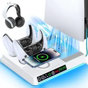 PS5/Slim/Pro Cooling Station with Wireless Charging & Dual Controller Dock PS5/Slim/Pro Cooling Station with Wireless Charging & Dual Controller Dock