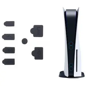 PS5 Silicone Dust Plugs Set,PS5 Pro/Slim USB HDMI Interface Anti-dust Cover Dustproof Plug for PlayStation 5 Console Accessories-7Pcs(Black) PS5 Silicone Dust Plugs Set,PS5 Pro/Slim USB HDMI Interface Anti-dust Cover Dustproof Plug for PlayStation 5 Console Accessories-7Pcs(Black)