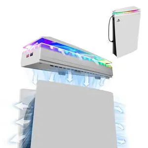 Console Cooling Fan with Dust Cover Colorful LED Light for PS5 Console Disc Edition & Digital Edition Silent Absorb Fan Cooler with 2 USB Port PlayStation 5 Cooling System Console Cooling Fan with Dust Cover Colorful LED Light for PS5 Console Disc Edition & Digital Edition Silent Absorb Fan Cooler with 2 USB Port PlayStation 5 Cooling System