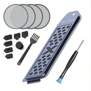 PS5 Dust Protection and Cooling Kit, Premium Mesh Filter System with Port Plugs, High-Density Breathable Design for PlayStation 5 Pro and Slim Models, Grey PS5 Dust Protection and Cooling Kit, Premium Mesh Filter System with Port Plugs, High-Density Breathable Design for PlayStation 5 Pro and Slim Models, Grey