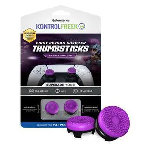 FPS Freek Frenzy for PlayStation 5 (PS5) and PlayStation 4 (PS4) Controller | Performance Thumbsticks | 1 High-Rise, 1 Mid-Rise | Purple/Black FPS Freek Frenzy for PlayStation 5 (PS5) and PlayStation 4 (PS4) Controller | Performance Thumbsticks | 1 High-Rise, 1 Mid-Rise | Purple/Black