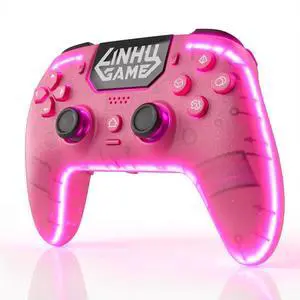 Wireless Controller for P5/Pro/Slim/PC, with Transparent Shell/RGB Tape Light/Hall Effect Joyticks and Trigger/Macro/Turbo/3.5mm Audio Jack/Speaker and Mic/1500 mAh Large Battery Gamepad (Pink) Wireless Controller for P5/Pro/Slim/PC, with Transparent Shell/RGB Tape Light/Hall Effect Joyticks and Trigger/Macro/Turbo/3.5mm Audio Jack/Speaker and Mic/1500 mAh Large Battery Gamepad (Pink)