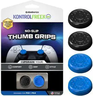 No-Slip Thumb Grips for PlayStation 5 (PS5) and PlayStation 4 (PS4) Controller | 4 Pack | Blue and Black No-Slip Thumb Grips for PlayStation 5 (PS5) and PlayStation 4 (PS4) Controller | 4 Pack | Blue and Black