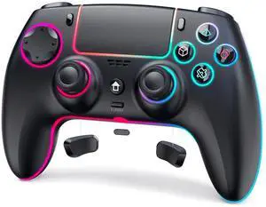 Wireless Controller for PS5 with RGB LED,TURBO, Dual Vibration, 6 Axis Gyro Sensor, Touchpad, Ergonomic for Playstation 5 Controller, Compatible with PlayStation 5/PC/Mac/ios/Android/Steam Wireless Controller for PS5 with RGB LED,TURBO, Dual Vibration, 6 Axis Gyro Sensor, Touchpad, Ergonomic for Playstation 5 Controller, Compatible with PlayStation 5/PC/Mac/ios/Android/Steam