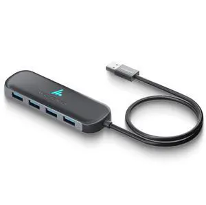 USB A to 4 Port USB 3.2 Hub, 4X USB 5Gbps, Data Transfer Speed Upto 5Gbps and 30cm Cable, Multiport USB Splitter for Laptop and Desktop, Plug and Play, Compact and Portable USB Expansion Hub USB A to 4 Port USB 3.2 Hub, 4X USB 5Gbps, Data Transfer Speed Upto 5Gbps and 30cm Cable, Multiport USB Splitter for Laptop and Desktop, Plug and Play, Compact and Portable USB Expansion Hub