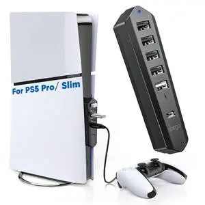 6 Ports USB Hub for PS5 Pro/Slim Console Disc & Digital 6 Ports USB Hub for PS5 Pro/Slim Console Disc & Digital