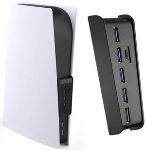 6 Port USB Hub for PS5 Accessories, High-Speed Expansion Hub Charger Splitter Adapter with 4 USB-A 2.0 + 1 Charging Port + 1 Type C Port, Compatible with PlayStation 5 Console Front Jacks 6 Port USB Hub for PS5 Accessories, High-Speed Expansion Hub Charger Splitter Adapter with 4 USB-A 2.0 + 1 Charging Port + 1 Type C Port, Compatible with PlayStation 5 Console Front Jacks
