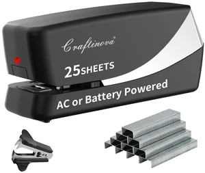 Electric Stapler, Automatic Stapler, Include 2000 Staples and 1 Staple Remover, Heavy Duty, Store 210 StaplesAC or Battery Powered, 25 Sheet Capacity. Electric Stapler, Automatic Stapler, Include 2000 Staples and 1 Staple Remover, Heavy Duty, Store 210 StaplesAC or Battery Powered, 25 Sheet Capacity.