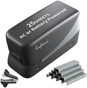 Electric Stapler, 25 Sheet, Include 2000 Staples and 1 Remover, Jam Free, Professional and Home Office StaplerBattery not IncludedAC or Battery Powered. Electric Stapler, 25 Sheet, Include 2000 Staples and 1 Remover, Jam Free, Professional and Home Office StaplerBattery not IncludedAC or Battery Powered.