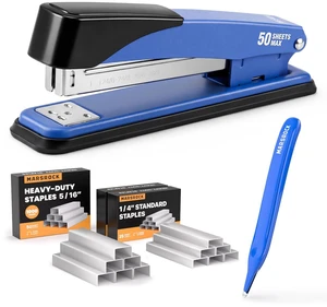 Heavy Duty Stapler for Desk with 50 Sheet, 3000 Staples, Blue | Office Stapler, Classroom Stapler, Teacher Stapler, Full Strip Desktop Stapler, Easy to Load & Magnetic Staple Remover Heavy Duty Stapler for Desk with 50 Sheet, 3000 Staples, Blue | Office Stapler, Classroom Stapler, Teacher Stapler, Full Strip Desktop Stapler, Easy to Load & Magnetic Staple Remover