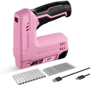 Electric Staple Gun, 2-in-1 Brad Nailer Electric | 2000 Count Staples Nails & USB Charger, 3.6V Staple Gun for Upholstering, Crafts, Carpentry, DIY, Pink Ribbon Electric Staple Gun, 2-in-1 Brad Nailer Electric | 2000 Count Staples Nails & USB Charger, 3.6V Staple Gun for Upholstering, Crafts, Carpentry, DIY, Pink Ribbon