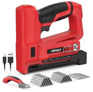 Cordless Electric Staple Gun, 4V Rechargeable 4-in-1 Stapler | with T50 & JT21 Staples, Brad & Pin Nails, 2000 Fasteners, Lightweight One-Hand for Upholstery, Canvas, Crafts & DIY Cordless Electric Staple Gun, 4V Rechargeable 4-in-1 Stapler | with T50 & JT21 Staples, Brad & Pin Nails, 2000 Fasteners, Lightweight One-Hand for Upholstery, Canvas, Crafts & DIY