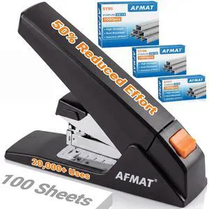 Heavy Duty Stapler, 100-Sheet Effortless Stapler for Desk, 20K+ Uses | 50% Effort Reduced Desktop Stapler, Easy to Load, Jam-Free Teacher Stapler for Classroom, Large Office Stapler w/ 3K Staples Heavy Duty Stapler, 100-Sheet Effortless Stapler for Desk, 20K+ Uses | 50% Effort Reduced Desktop Stapler, Easy to Load, Jam-Free Teacher Stapler for Classroom, Large Office Stapler w/ 3K Staples