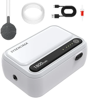 1800mAh Rechargeable Aquarium Air Pump, Single Outlet | Runs up to 30 hours continuously or 38 hours intermittently for aquariums, bait buckets and fishing trips 1800mAh Rechargeable Aquarium Air Pump, Single Outlet | Runs up to 30 hours continuously or 38 hours intermittently for aquariums, bait buckets and fishing trips