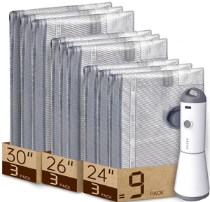 Travel Vacuum Bags with Rechargeable Pump, Carry-On Space Saver | See Contents Easily with Transparent Bags, 1500mAh Pump Compresses 90+ Bags, Carry-On Size for Easy Travel Packing Travel Vacuum Bags with Rechargeable Pump, Carry-On Space Saver | See Contents Easily with Transparent Bags, 1500mAh Pump Compresses 90+ Bags, Carry-On Size for Easy Travel Packing
