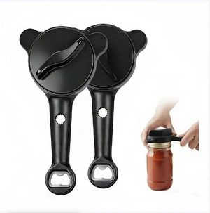2026 New 4-In-1 Jar Opener, Adjustable Stainless Steel Lid OpenerNon-Slip Grip For Seniors & Arthritis Sufferers And Weak Hands, For Jars, Bottles, Cans & Beer Caps Ideal (Black)(2pc) 2026 New 4-In-1 Jar Opener, Adjustable Stainless Steel Lid OpenerNon-Slip Grip For Seniors & Arthritis Sufferers And Weak Hands, For Jars, Bottles, Cans & Beer Caps Ideal (Black)(2pc)
