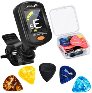 Rechargeable Guitar Tuner Clip On with 28PcsGuitar Picks, Guitar Tuner for Acoustic Guitar,Electric Guitar, Bass, Ukulele & ChromaticTuning Modes, Full Color Display Rechargeable Guitar Tuner Clip On with 28PcsGuitar Picks, Guitar Tuner for Acoustic Guitar,Electric Guitar, Bass, Ukulele & ChromaticTuning Modes, Full Color Display