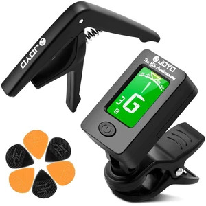 Guitar Tuner and Capo Set Clip On Chromatic Guitar Tuner with LCD Display & Premium Guitar Capo & Picks Fast Accurate Tuning for Acoustic Electric Guitar, Bass, Ukulele, Violin (JTCP-01) Guitar Tuner and Capo Set Clip On Chromatic Guitar Tuner with LCD Display & Premium Guitar Capo & Picks Fast Accurate Tuning for Acoustic Electric Guitar, Bass, Ukulele, Violin (JTCP-01)