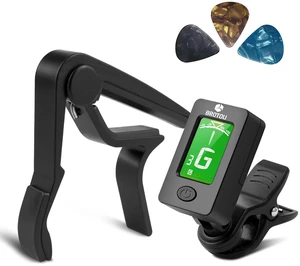 Guitar Tuner Clip-On Tuner Digital Electronic Tuner Acoustic with LCD Display for Guitar, Bass, Violin, Ukulele (3 PCS Picks Included) (Tuner + Capo) (Tuner+Cpao) Guitar Tuner Clip-On Tuner Digital Electronic Tuner Acoustic with LCD Display for Guitar, Bass, Violin, Ukulele (3 PCS Picks Included) (Tuner + Capo) (Tuner+Cpao)