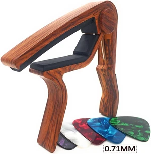 Guitar Capo for Acoustic Electric Guitars-Rosewood Color with 5 Picks Guitar Capo for Acoustic Electric Guitars-Rosewood Color with 5 Picks