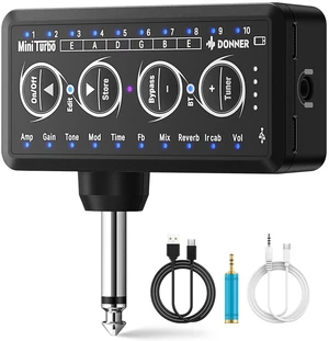 Guitar Headphone Amp Mini Turbo with Multi Effects & Built in Tuner | 10 Amp Models, 4 effects(Delay, Reverb, Chorus, Phaser), 10 Presets, Rechargeable, Wireless, USB Recording, Silent Practice Guitar Headphone Amp Mini Turbo with Multi Effects & Built in Tuner | 10 Amp Models, 4 effects(Delay, Reverb, Chorus, Phaser), 10 Presets, Rechargeable, Wireless, USB Recording, Silent Practice