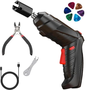 250RPM Guitar String Winder Tool with LED Light | Includes String Cutter, Bridge Pin Puller & 6 Picks. Compatible with Electric, Acoustic, Bass & Ukulele guitars. 250RPM Guitar String Winder Tool with LED Light | Includes String Cutter, Bridge Pin Puller & 6 Picks. Compatible with Electric, Acoustic, Bass & Ukulele guitars.