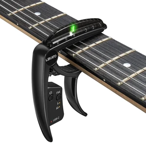 TC50 2 In 1 Guitar Capo Tuner for Acoustic Electric Guitar, Semi-step Tuning Mode, USB Rechargeable, Precision Tuning, LED Edge Lighting Display, Electroplating Black TC50 2 In 1 Guitar Capo Tuner for Acoustic Electric Guitar, Semi-step Tuning Mode, USB Rechargeable, Precision Tuning, LED Edge Lighting Display, Electroplating Black