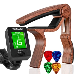 Guitar Tuner and Guitar Capo, Clip-On Tuner with Rosewood Color Capo for Acoustic Electric Guitar Bass Ukulele Guitar Tuner and Guitar Capo, Clip-On Tuner with Rosewood Color Capo for Acoustic Electric Guitar Bass Ukulele