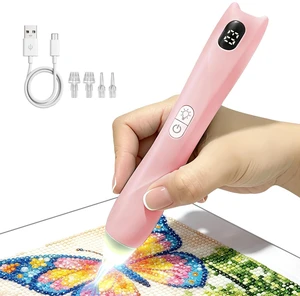 Electric Diamond Painting Pen with Light, Diamond Art Kits for Adults,Pink | Rechargeable Diamond Art Pen with 3 Suction Levels, No Wax Needed, 3 LED Modes,Ergonomic,Extra Single&Triple Tips,Low Noise Electric Diamond Painting Pen with Light, Diamond Art Kits for Adults,Pink | Rechargeable Diamond Art Pen with 3 Suction Levels, No Wax Needed, 3 LED Modes,Ergonomic,Extra Single&Triple Tips,Low Noise