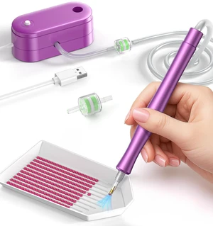 Electric Diamond Painting Pen Premium Vacuum Art Tools, Art Painting Accessories and Tools Without Wax, Diamond Kits with Storage Tray, Quiet and Long-Lasting (Purple Electric Diamond Painting Pen Premium Vacuum Art Tools, Art Painting Accessories and Tools Without Wax, Diamond Kits with Storage Tray, Quiet and Long-Lasting (Purple