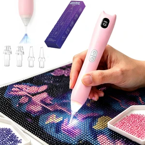 Electric Diamond Painting Pen with Light and Vacuum Suction, Wax-Free Diamond Art Tool with 3 Suction Speeds, 3 Brightness Levels, Ergonomic Grip and 4 Replacement Tips, Pink Electric Diamond Painting Pen with Light and Vacuum Suction, Wax-Free Diamond Art Tool with 3 Suction Speeds, 3 Brightness Levels, Ergonomic Grip and 4 Replacement Tips, Pink