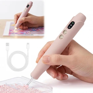 Electric Diamond Art Pen with Light, Cordless & Quiet Electric Diamond Painting Pen, Vacuum Diamond Art Pen with Adjustable Suction Levels, Diamond Art Kits for Adults, No Wax Needed, Pink Electric Diamond Art Pen with Light, Cordless & Quiet Electric Diamond Painting Pen, Vacuum Diamond Art Pen with Adjustable Suction Levels, Diamond Art Kits for Adults, No Wax Needed, Pink
