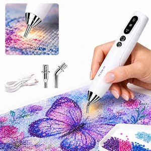 Electric Diamond Painting Pen with Straight and Bent Metal Tips | Cordless Rechargeable Vacuum Pen with LED Light, No Wax Needed, 800mAh Battery, 2 Suction Modes and Low Noise Motor Electric Diamond Painting Pen with Straight and Bent Metal Tips | Cordless Rechargeable Vacuum Pen with LED Light, No Wax Needed, 800mAh Battery, 2 Suction Modes and Low Noise Motor