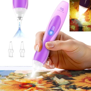 Electric Diamond Art Pen with Light, Diamond Art Tools for Adults, Purple No Wax Needed, Cordless, Rechargeable, 3 Brightness Levels, Ergonomic Grip&Extra Drill, Low Noise Vacuum Diamond Painting Pen Electric Diamond Art Pen with Light, Diamond Art Tools for Adults, Purple No Wax Needed, Cordless, Rechargeable, 3 Brightness Levels, Ergonomic Grip&Extra Drill, Low Noise Vacuum Diamond Painting Pen