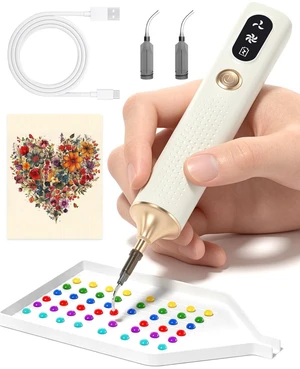 Diamond Art Tools Pen, Electric Diamond Painting Vacuum Pen Cordless | Non Interupted Power Suction Modes, Skip Wax, No Block View Diamond Art Accessories for Adults, White Diamond Art Tools Pen, Electric Diamond Painting Vacuum Pen Cordless | Non Interupted Power Suction Modes, Skip Wax, No Block View Diamond Art Accessories for Adults, White