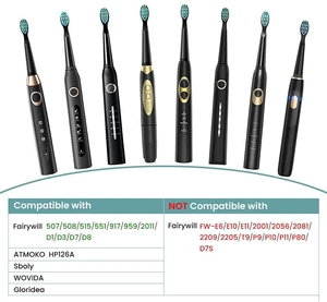 Electric Toothbrush Replacement Heads 5 Pack Compatible with Fairywill FW-507/508/551/917/959, for FW-D1/FW-D3/FW-D7/FW-D8, for Fairywill Toothbrush Refills - Black Electric Toothbrush Replacement Heads 5 Pack Compatible with Fairywill FW-507/508/551/917/959, for FW-D1/FW-D3/FW-D7/FW-D8, for Fairywill Toothbrush Refills - Black