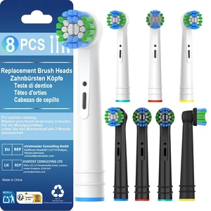 Replacement Heads Compatible with Oral B Braun, 8 Pack Precision Electric Toothbrush Heads Brush Heads Refill for Pro 1000, M-Shaped Bristles, Full Coverage, Black/White Replacement Heads Compatible with Oral B Braun, 8 Pack Precision Electric Toothbrush Heads Brush Heads Refill for Pro 1000, M-Shaped Bristles, Full Coverage, Black/White