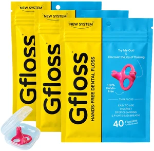 Hands-Free Dental Floss - 120 Count (Pack of 3) + Light Travel Case - Easy to Use, Discreet Flossers for Adults | Travel Floss | Thin Soft Floss | PFAS-Free | Unwaxed Hands-Free Dental Floss - 120 Count (Pack of 3) + Light Travel Case - Easy to Use, Discreet Flossers for Adults | Travel Floss | Thin Soft Floss | PFAS-Free | Unwaxed