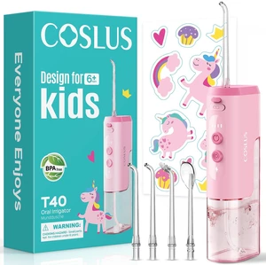 T40 Portable Water Flosser for Kids, Compact Mini Design for Ages 6+ | 4 Gentle Modes for Braces & Sensitive Teeth, Fun DIY Stickers, 4 Storable Nozzles, Home School & Travel, IPX7, BPA-Free, Pink T40 Portable Water Flosser for Kids, Compact Mini Design for Ages 6+ | 4 Gentle Modes for Braces & Sensitive Teeth, Fun DIY Stickers, 4 Storable Nozzles, Home School & Travel, IPX7, BPA-Free, Pink
