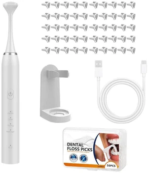 Electric Dental Flosser - 4 Speed Rechargeable Ultrasonic Electric Flossing with 50 Replacement Heads, Portable Teeth Cleaning Tool for Gentle Gum Care & Tongue Cleaning,Fit Men & Women Electric Dental Flosser - 4 Speed Rechargeable Ultrasonic Electric Flossing with 50 Replacement Heads, Portable Teeth Cleaning Tool for Gentle Gum Care & Tongue Cleaning,Fit Men & Women