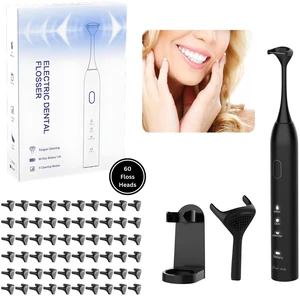 Electric Dental Flosser| Tongue Scrapper| Gum Massager and Stimulator for Adults and Kids| 60 Reuseable Floss Heads| A Better Alternative to Water Flosser Electric Dental Flosser| Tongue Scrapper| Gum Massager and Stimulator for Adults and Kids| 60 Reuseable Floss Heads| A Better Alternative to Water Flosser