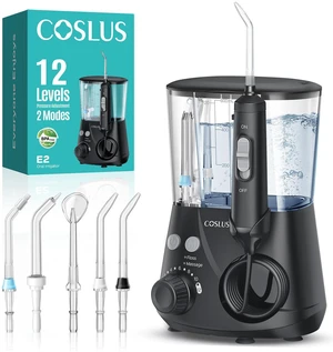 E2 Advanced Water Dental Flosser Teeth, 2 Modes 12 Pressure Settings | Electric Pick for Orthodontic, Braces, Sensitive Gums - Home Use, 5 Jet Tips for Multiple Family Users, Black, Standard Set E2 Advanced Water Dental Flosser Teeth, 2 Modes 12 Pressure Settings | Electric Pick for Orthodontic, Braces, Sensitive Gums - Home Use, 5 Jet Tips for Multiple Family Users, Black, Standard Set