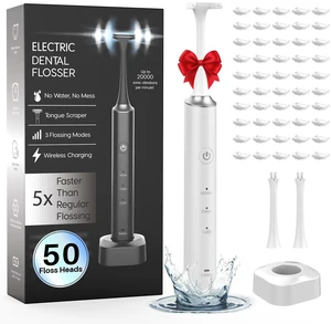 Electric Flosser for Teeth 3-in-1 Oral Care 50 Reusable Refills | 30° Oscillation 20,000 Vibrations 3+1 Modes Dentist Recommended 60-DAY Battery Cordless IPX7 Design for Home Travel Office Electric Flosser for Teeth 3-in-1 Oral Care 50 Reusable Refills | 30° Oscillation 20,000 Vibrations 3+1 Modes Dentist Recommended 60-DAY Battery Cordless IPX7 Design for Home Travel Office
