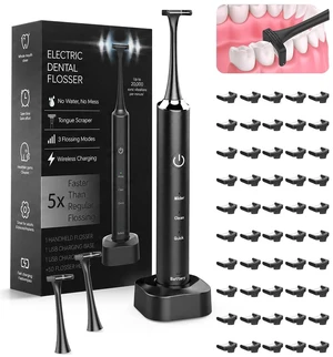 Electric Flosser for Teeth, Electric Dental Flosser, Adults, Braces | Electric flossers for adults teens with 20,000 VPM sonic 3 modes 50 reusable heads IPX7 Waterproof Cordless 60-day battery Electric Flosser for Teeth, Electric Dental Flosser, Adults, Braces | Electric flossers for adults teens with 20,000 VPM sonic 3 modes 50 reusable heads IPX7 Waterproof Cordless 60-day battery